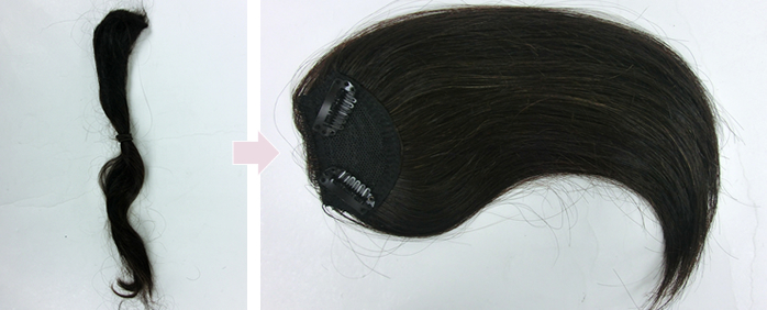 自毛で作るヘアピース 前髪ウィッグ製作例　少ない毛量でも作れる
