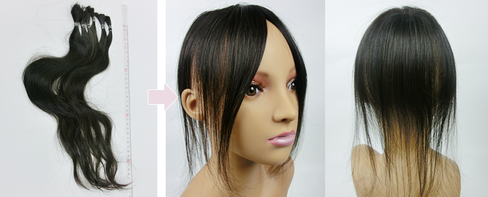 自毛で作るウィッグ　自毛で作るヘアピース TP20製作例