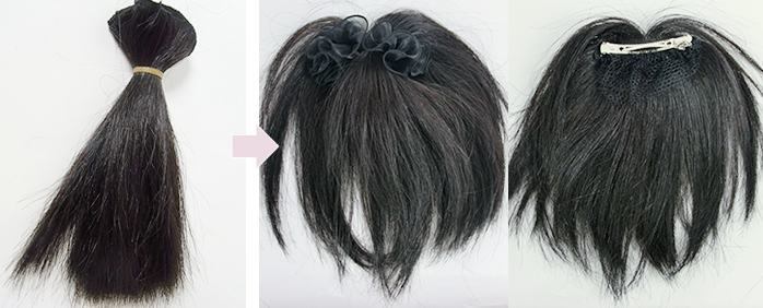自毛で作るヘアピース シニヨンの製作例