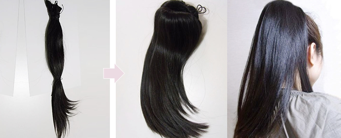 きれいな髪の自毛を生かして　自毛で作るヘアピース ポニーテールタイプ製作例